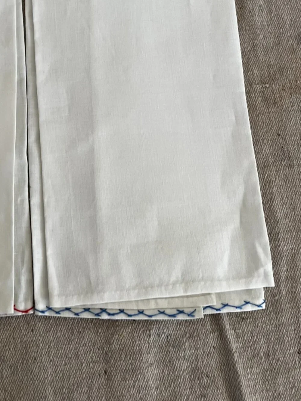 Vintage Handmade Embroidered Farm-House Country Linen Tea Towels
